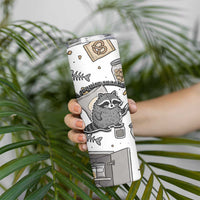 I Require Snacks Raccoon Skinny Tumbler Cute Bandit Raccoon Chaos with a Knife