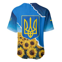 Ukraine Pride Baseball Jersey Map, Flag & Tryzub with Sunflower Field Patriotic