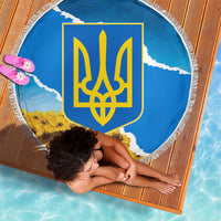 Ukraine Pride Beach Blanket Map, Flag & Tryzub with Sunflower Field Patriotic