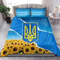 Ukraine Pride Bedding Set Map, Flag & Tryzub with Sunflower Field Patriotic