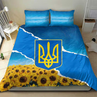 Ukraine Pride Bedding Set Map, Flag & Tryzub with Sunflower Field Patriotic