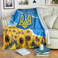 Ukraine Pride Blanket Map, Flag & Tryzub with Sunflower Field Patriotic