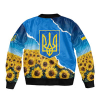 Ukraine Pride Bomber Jacket Map, Flag & Tryzub with Sunflower Field Patriotic