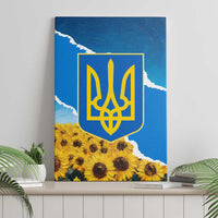 Ukraine Pride Canvas Wall Art Map, Flag & Tryzub with Sunflower Field Patriotic