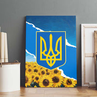 Ukraine Pride Canvas Wall Art Map, Flag & Tryzub with Sunflower Field Patriotic