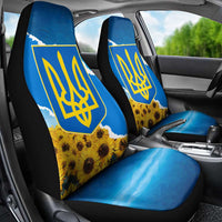Ukraine Pride Car Seat Cover Map, Flag & Tryzub with Sunflower Field Patriotic
