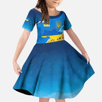 Ukraine Pride Family Matching Long Sleeve Bodycon Dress and Hawaiian Shirt Map, Flag & Tryzub with Sunflower Field Patriotic