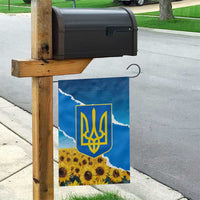 Ukraine Pride Garden Flag Map, Flag & Tryzub with Sunflower Field Patriotic