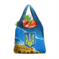 Ukraine Pride Grocery Bag Map, Flag & Tryzub with Sunflower Field Patriotic