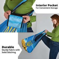 Ukraine Pride Grocery Bag Map, Flag & Tryzub with Sunflower Field Patriotic
