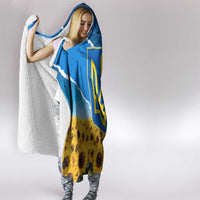 Ukraine Pride Hooded Blanket Map, Flag & Tryzub with Sunflower Field Patriotic
