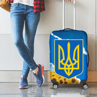 Ukraine Pride Luggage Cover Map, Flag & Tryzub with Sunflower Field Patriotic