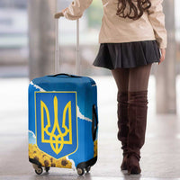 Ukraine Pride Luggage Cover Map, Flag & Tryzub with Sunflower Field Patriotic