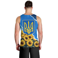 Ukraine Pride Men Tank Top Map, Flag & Tryzub with Sunflower Field Patriotic