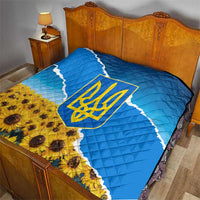 Ukraine Pride Quilt Map, Flag & Tryzub with Sunflower Field Patriotic