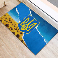 Ukraine Pride Rubber Doormat Map, Flag & Tryzub with Sunflower Field Patriotic