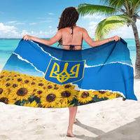 Ukraine Pride Sarong Map, Flag & Tryzub with Sunflower Field Patriotic