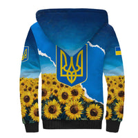 Ukraine Pride Sherpa Hoodie Map, Flag & Tryzub with Sunflower Field Patriotic