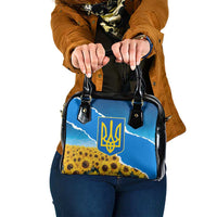 Ukraine Pride Shoulder Handbag Map, Flag & Tryzub with Sunflower Field Patriotic