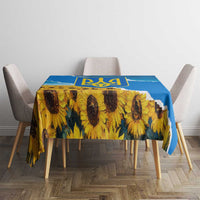 Ukraine Pride Tablecloth Map, Flag & Tryzub with Sunflower Field Patriotic