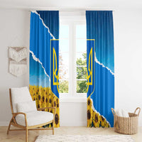 Ukraine Pride Window Curtain Map, Flag & Tryzub with Sunflower Field Patriotic