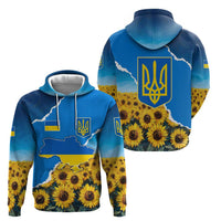 Ukraine Pride Zip Hoodie Map, Flag & Tryzub with Sunflower Field Patriotic