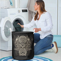 Celtic Trinity Knot Raven Emblem Laundry Basket Intricate Norse Tribal Knotwork Illustration