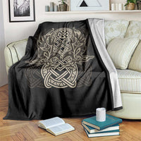 Celtic Trinity Knot Raven Emblem Blanket Intricate Norse Tribal Knotwork Illustration