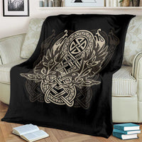 Celtic Trinity Knot Raven Emblem Blanket Intricate Norse Tribal Knotwork Illustration