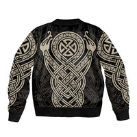 Celtic Trinity Knot Raven Emblem Bomber Jacket Intricate Norse Tribal Knotwork Illustration
