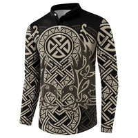 Celtic Trinity Knot Raven Emblem Button Sweatshirt Intricate Norse Tribal Knotwork Illustration