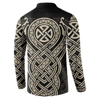 Celtic Trinity Knot Raven Emblem Button Sweatshirt Intricate Norse Tribal Knotwork Illustration