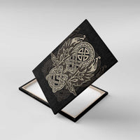 Celtic Trinity Knot Raven Emblem Canvas Wall Art Intricate Norse Tribal Knotwork Illustration
