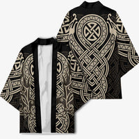 Celtic Trinity Knot Raven Emblem Kimono Intricate Norse Tribal Knotwork Illustration