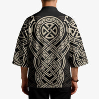 Celtic Trinity Knot Raven Emblem Kimono Intricate Norse Tribal Knotwork Illustration