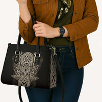 Celtic Trinity Knot Raven Emblem Leather Bag Intricate Norse Tribal Knotwork Illustration
