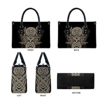 Celtic Trinity Knot Raven Emblem Leather Bag Intricate Norse Tribal Knotwork Illustration