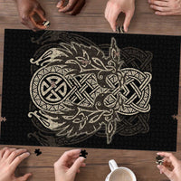 Celtic Trinity Knot Raven Emblem Puzzle Intricate Norse Tribal Knotwork Illustration