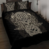 Celtic Trinity Knot Raven Emblem Quilt Bed Set Intricate Norse Tribal Knotwork Illustration