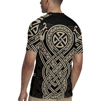 Celtic Trinity Knot Raven Emblem Rugby Jersey Intricate Norse Tribal Knotwork Illustration