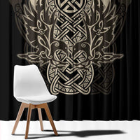 Celtic Trinity Knot Raven Emblem Window Curtain Intricate Norse Tribal Knotwork Illustration