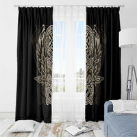 Celtic Trinity Knot Raven Emblem Window Curtain Intricate Norse Tribal Knotwork Illustration
