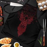 Viking Stag and Helm of Awe Symbol Apron Glowing Norse Runic Tribal Illustration