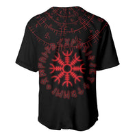 Viking Stag and Helm of Awe Symbol Baseball Jersey Glowing Norse Runic Tribal Illustration