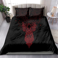 Viking Stag and Helm of Awe Symbol Bedding Set Glowing Norse Runic Tribal Illustration