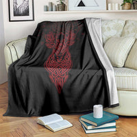 Viking Stag and Helm of Awe Symbol Blanket Glowing Norse Runic Tribal Illustration