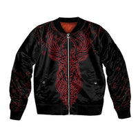 Viking Stag and Helm of Awe Symbol Bomber Jacket Glowing Norse Runic Tribal Illustration