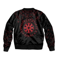 Viking Stag and Helm of Awe Symbol Bomber Jacket Glowing Norse Runic Tribal Illustration