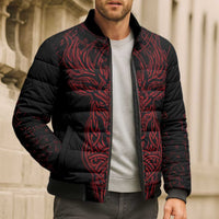 Viking Stag and Helm of Awe Symbol Bomber Puffer Jacket Glowing Norse Runic Tribal Illustration