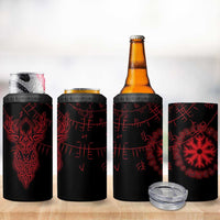 Viking Stag and Helm of Awe Symbol 4 in 1 Can Cooler Tumbler Glowing Norse Runic Tribal Illustration